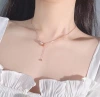 S925 sterling silver French simple and versatile style, double-ring niche light luxury design, summer collarbone chain, a gift for your girlfriend, smiling slightly details Picture